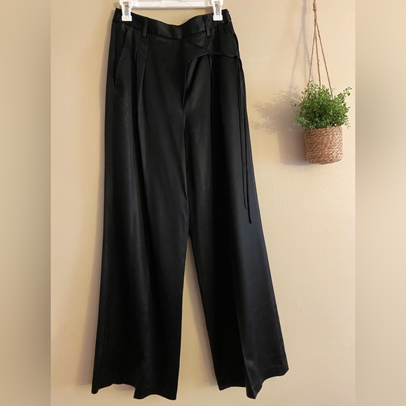 EUC T By Alexander Wang Wool Blend Wide-Leg wrap front side tie pants - Picture 3 of 14